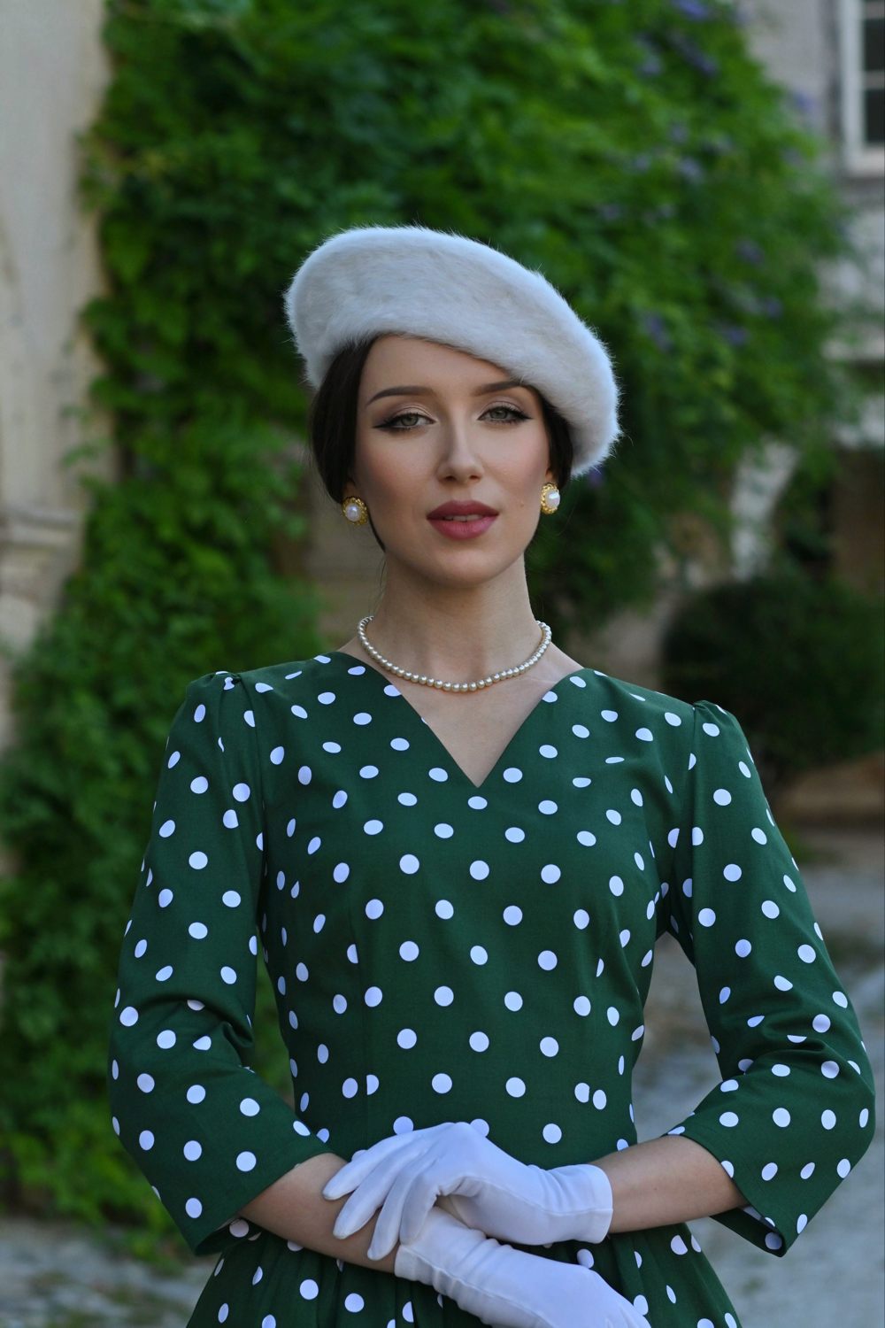 Savannah Green Polka Dot Swing Dress in Extended Sizing